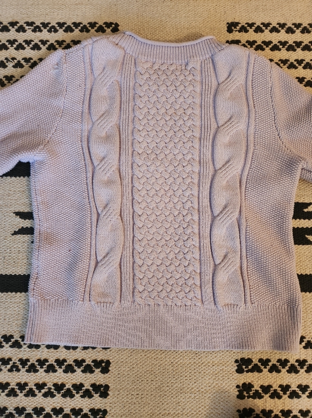 Lilac Rose Cotton Sweet Pretty Cable Knit Sweater Top Size Small - Picture 11 of 11